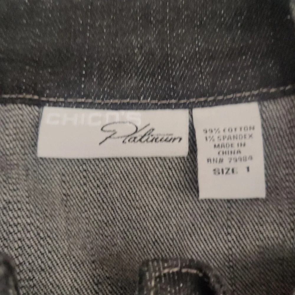 Chicos Platinum(set) jean jacket size 1 jeans size 0.5 - Picture 6 of 11